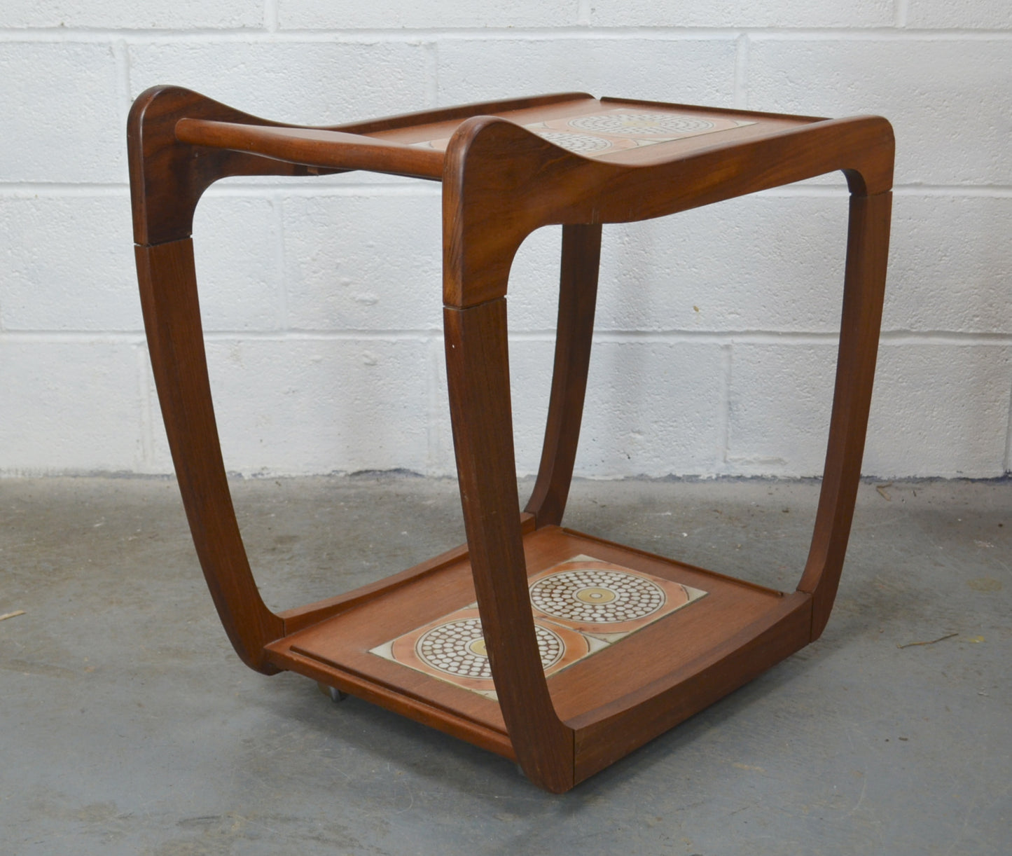 Vintage Mid Century Teak Wood Drinks Trolley