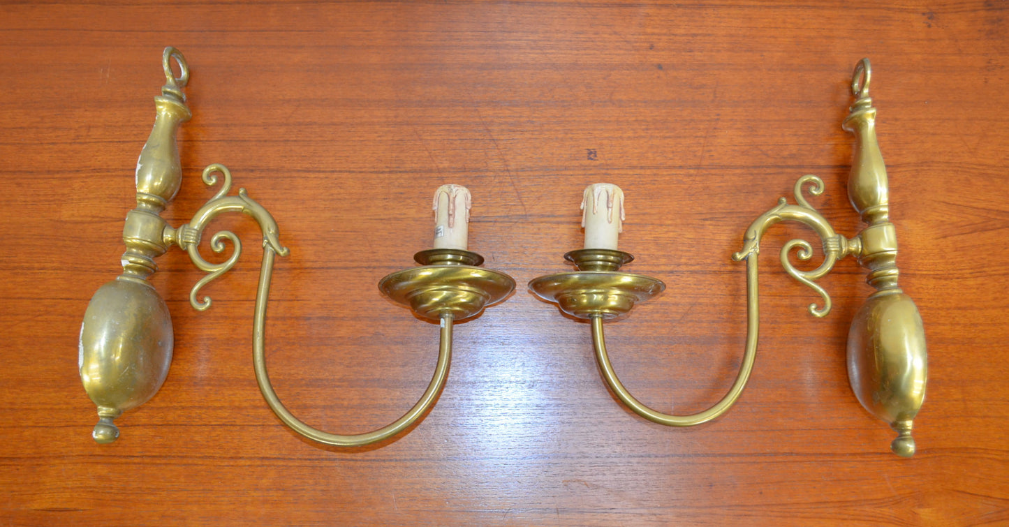 Vintage Dutch Brass Wall Sconces