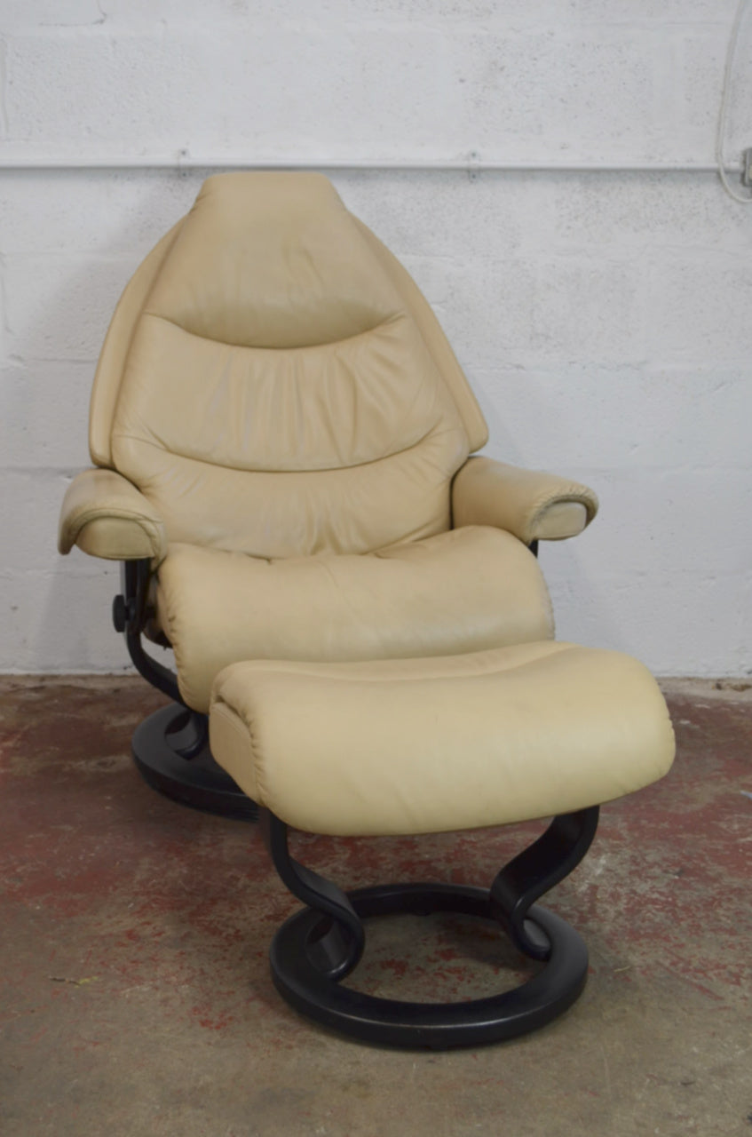 An Ekornes Stressless Voyager Lounge Chair With Footstool