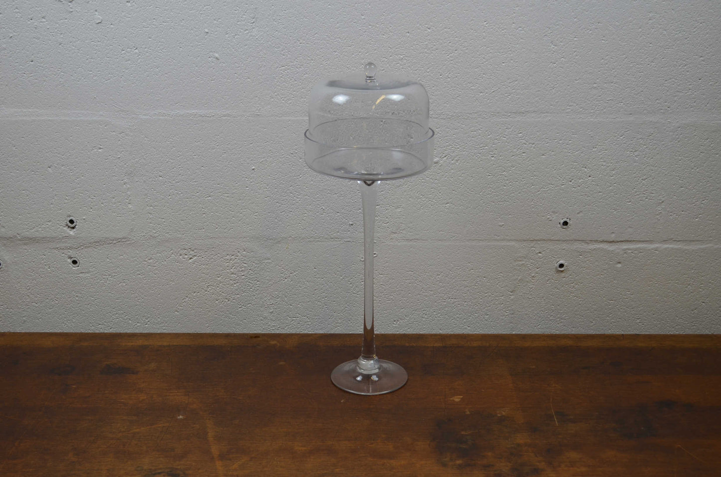 Vintage 20th Century Glass Cake Cloche Stand