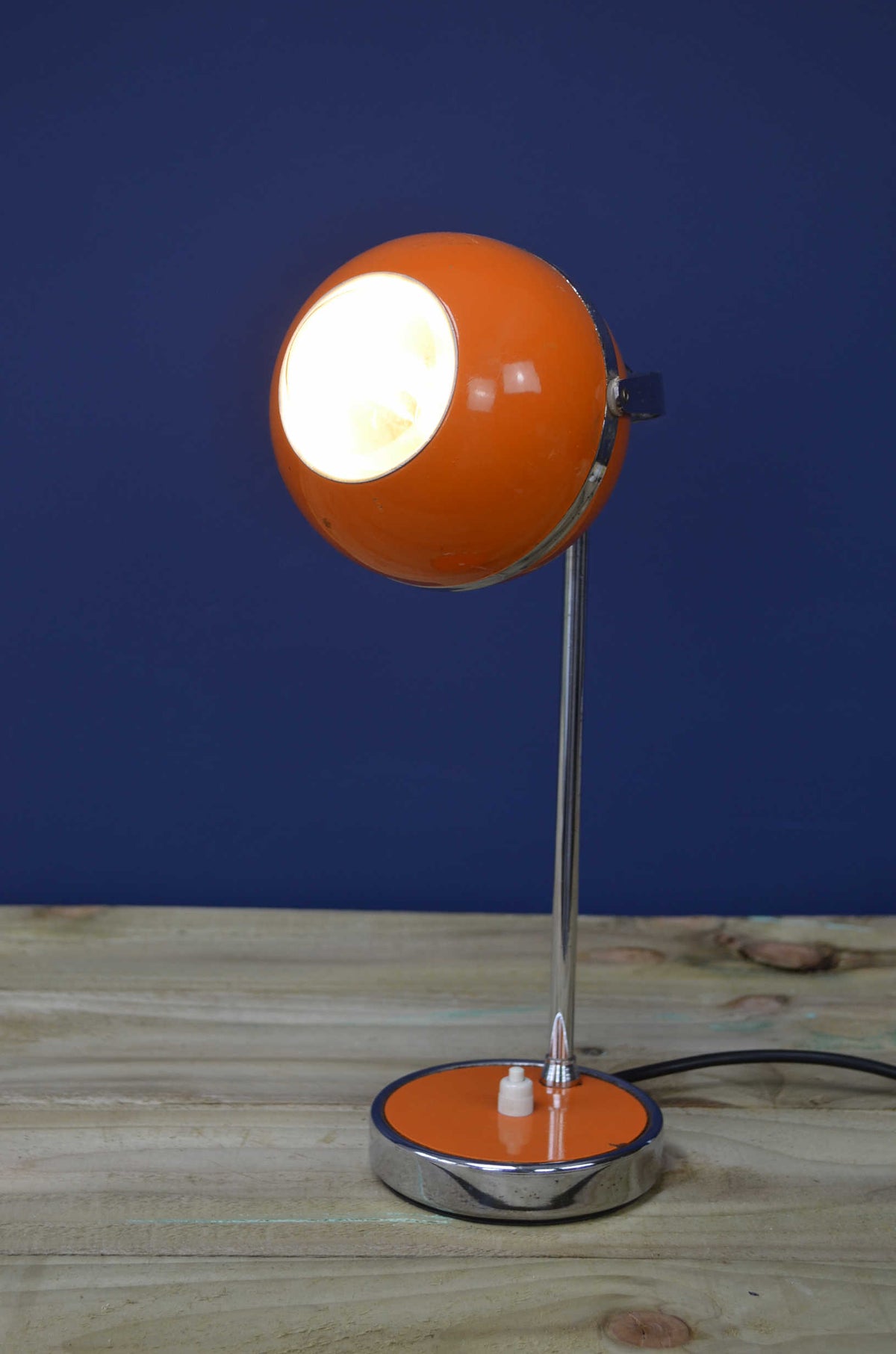 Original Mid Century Eyeball Orange and Chrome Desk Lamp
