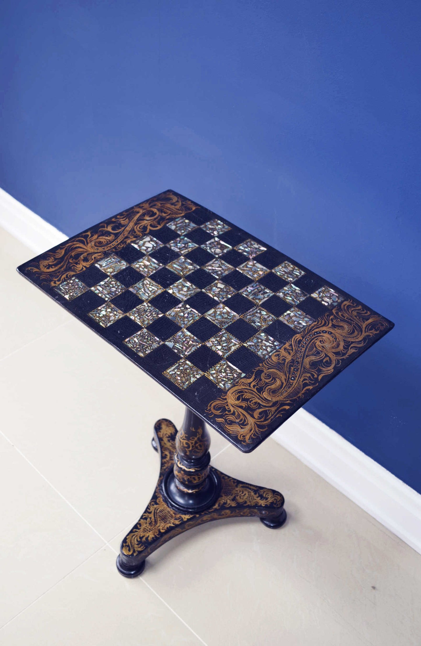 Victorian Ebonised Papier Mache Games Table