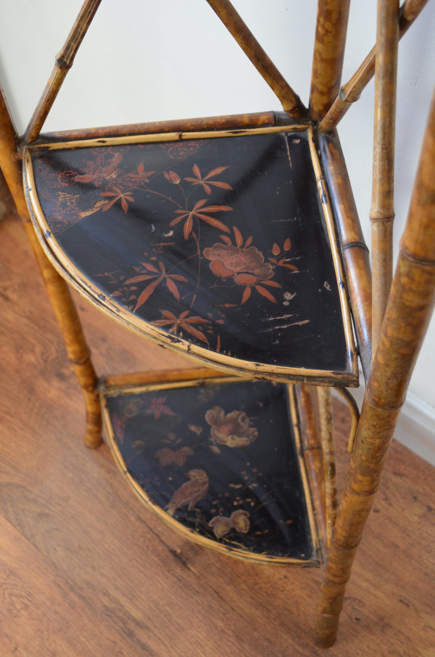 Antique Bamboo Corner Shelves