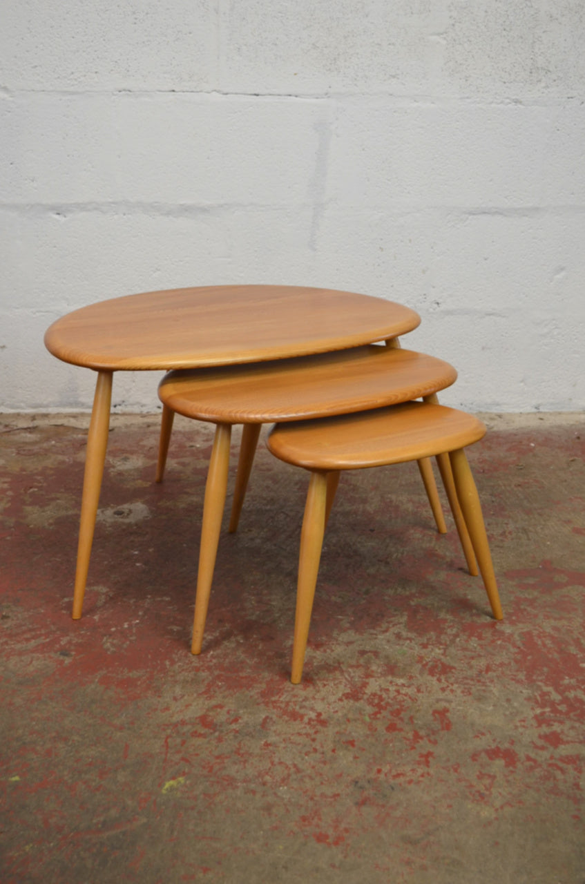 A Retro Ercol Nest Of Tables (pebble)