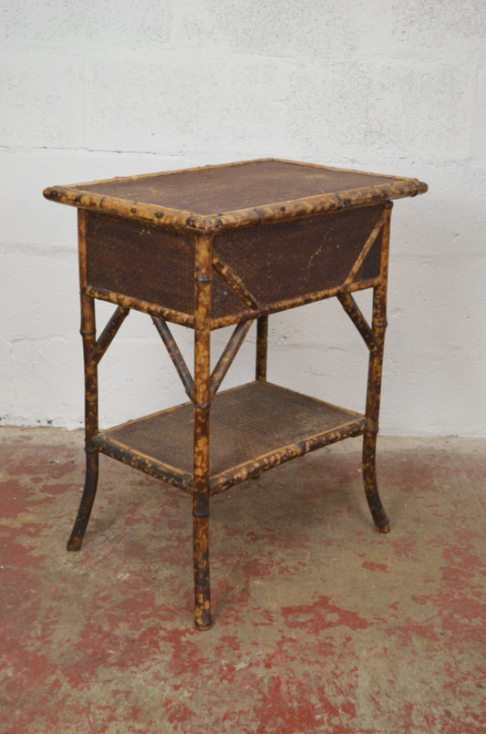Antique Aesthetic Movement Bamboo Side/Hall Table With Storage