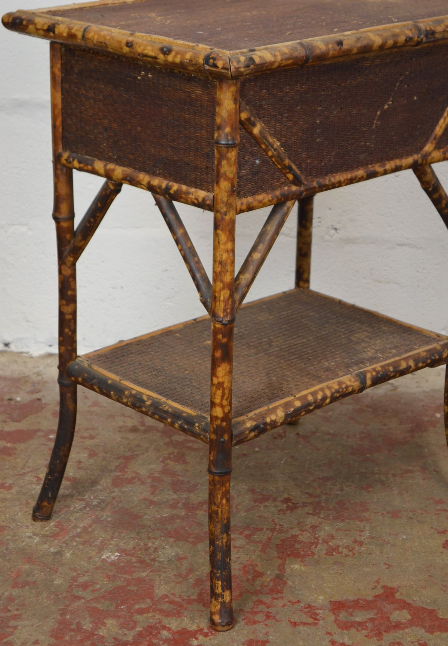 Antique Aesthetic Movement Bamboo Side/Hall Table With Storage