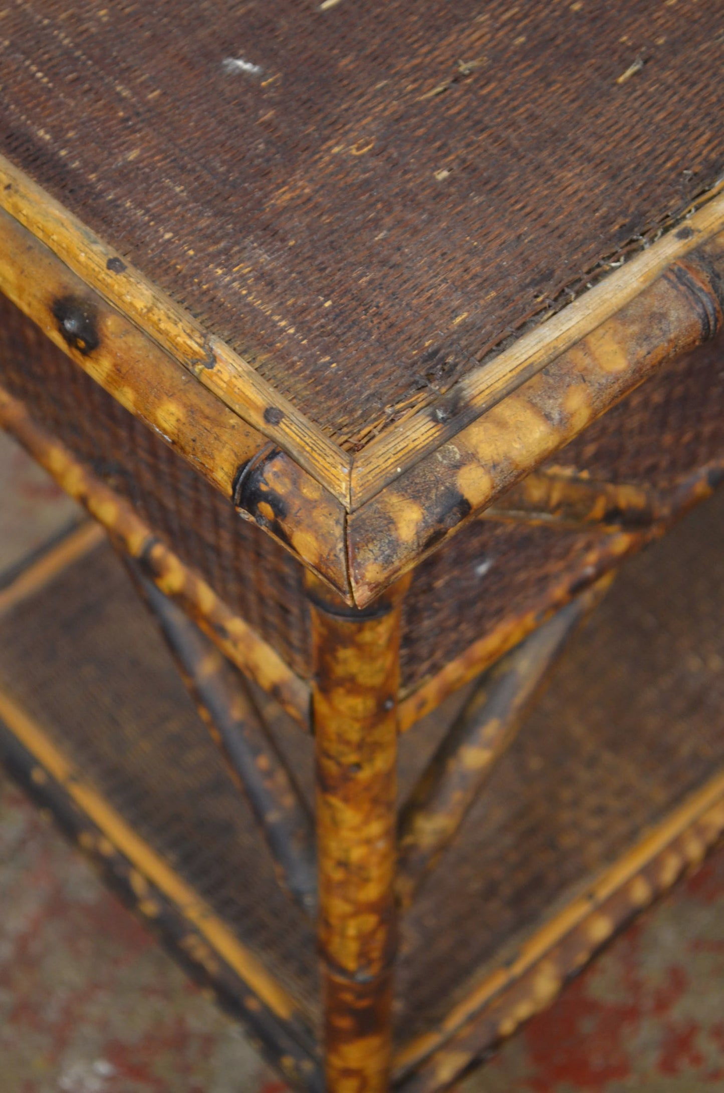 Antique Aesthetic Movement Bamboo Side/Hall Table With Storage