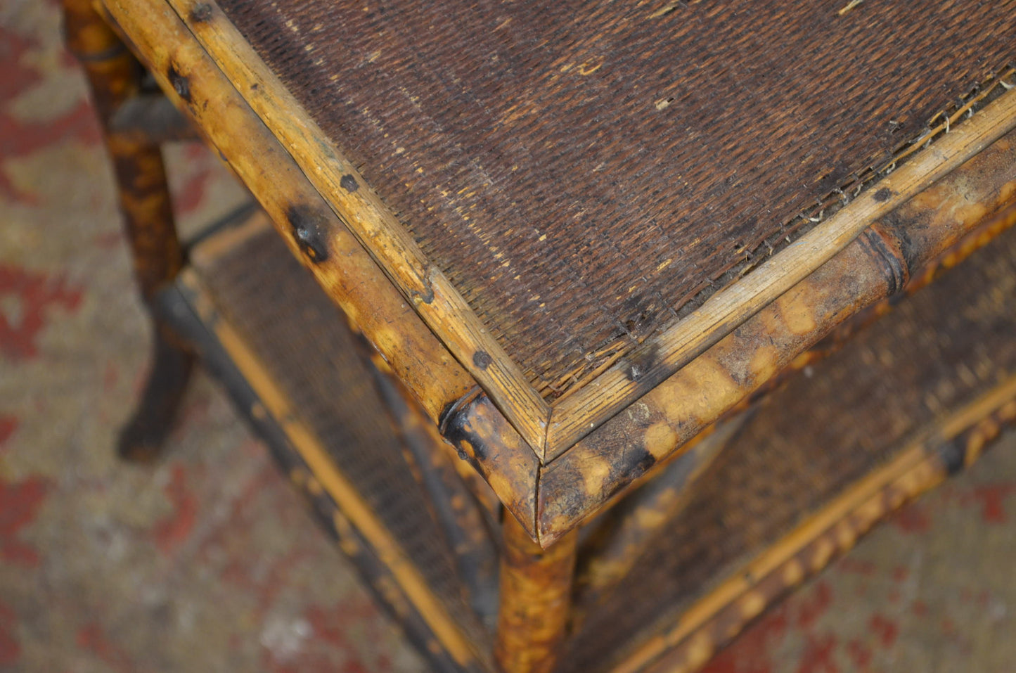Antique Aesthetic Movement Bamboo Side/Hall Table With Storage