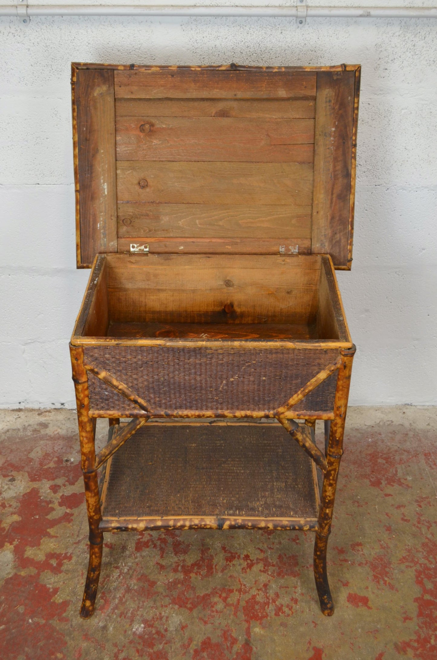 Antique Aesthetic Movement Bamboo Side/Hall Table With Storage
