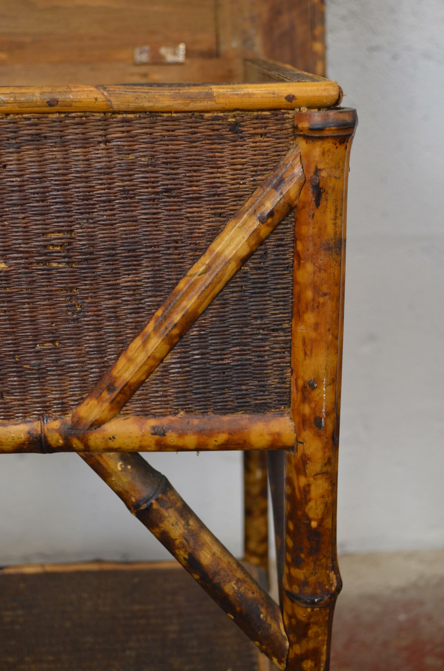 Antique Aesthetic Movement Bamboo Side/Hall Table With Storage
