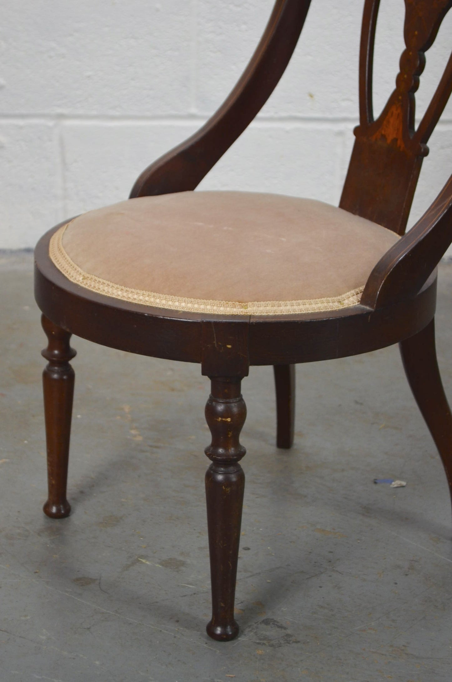An Edwardian Inlaid Bedroom Chair With Portrait
