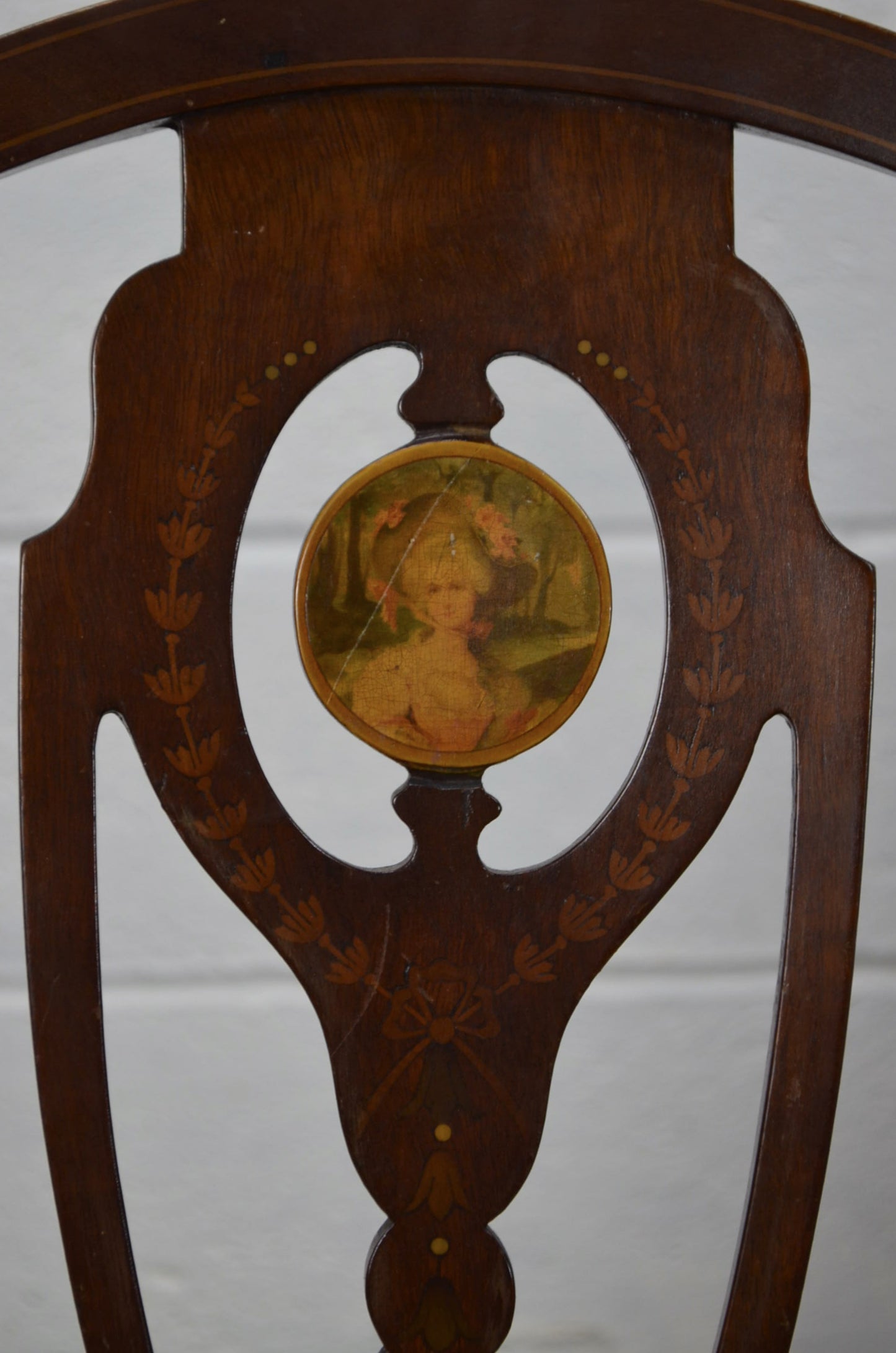 An Edwardian Inlaid Bedroom Chair With Portrait