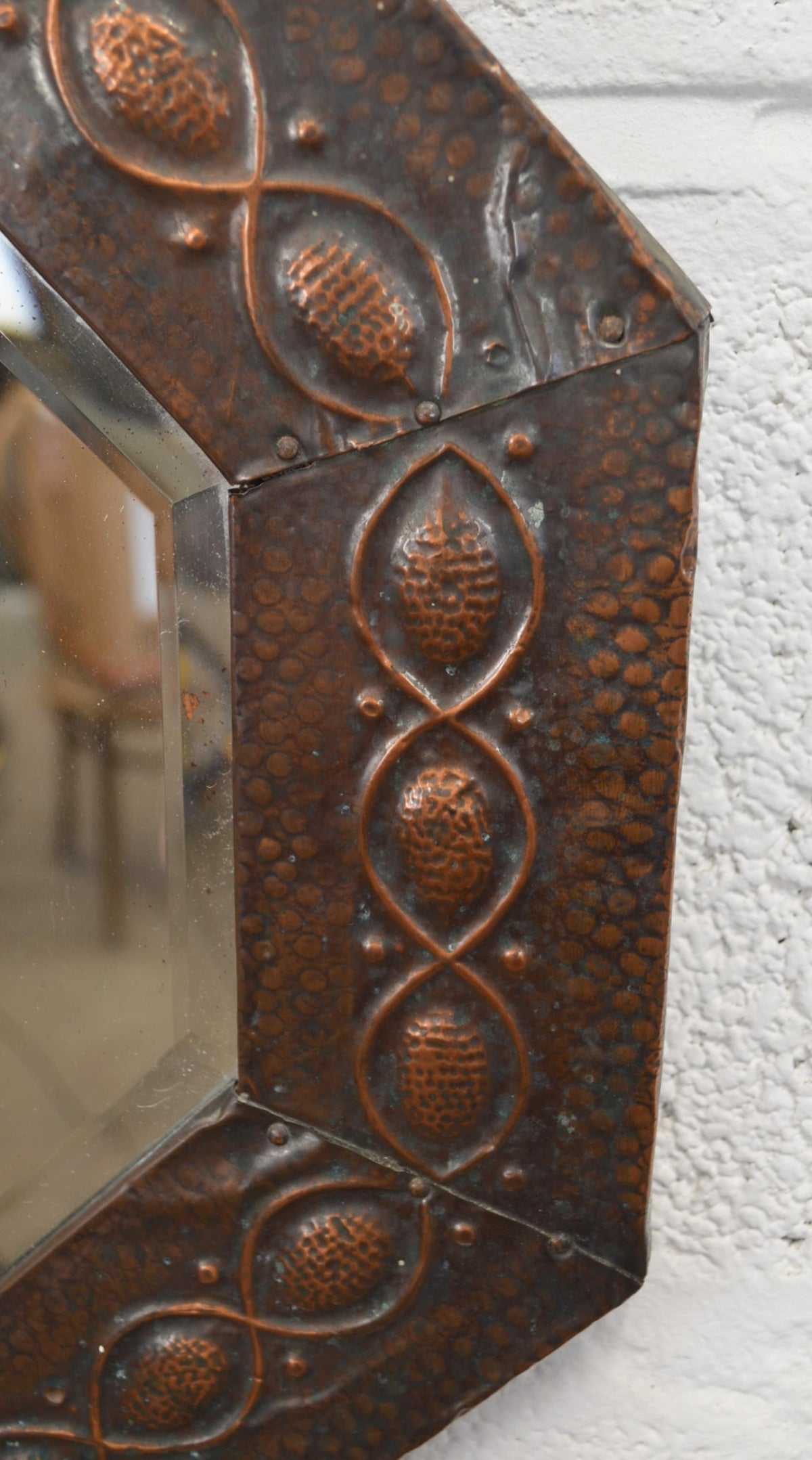 Arts & Crafts Copper Octagonal Wall Mirror