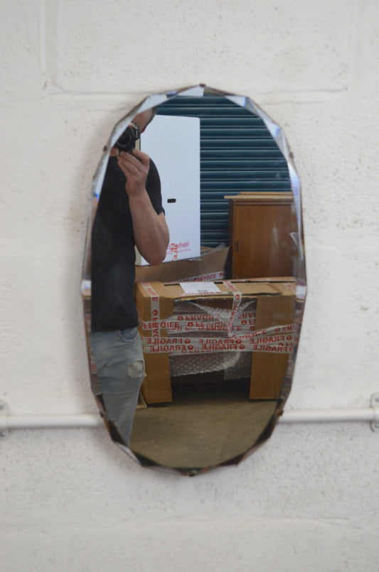 Vintage Art Deco Oval Wall Mirror