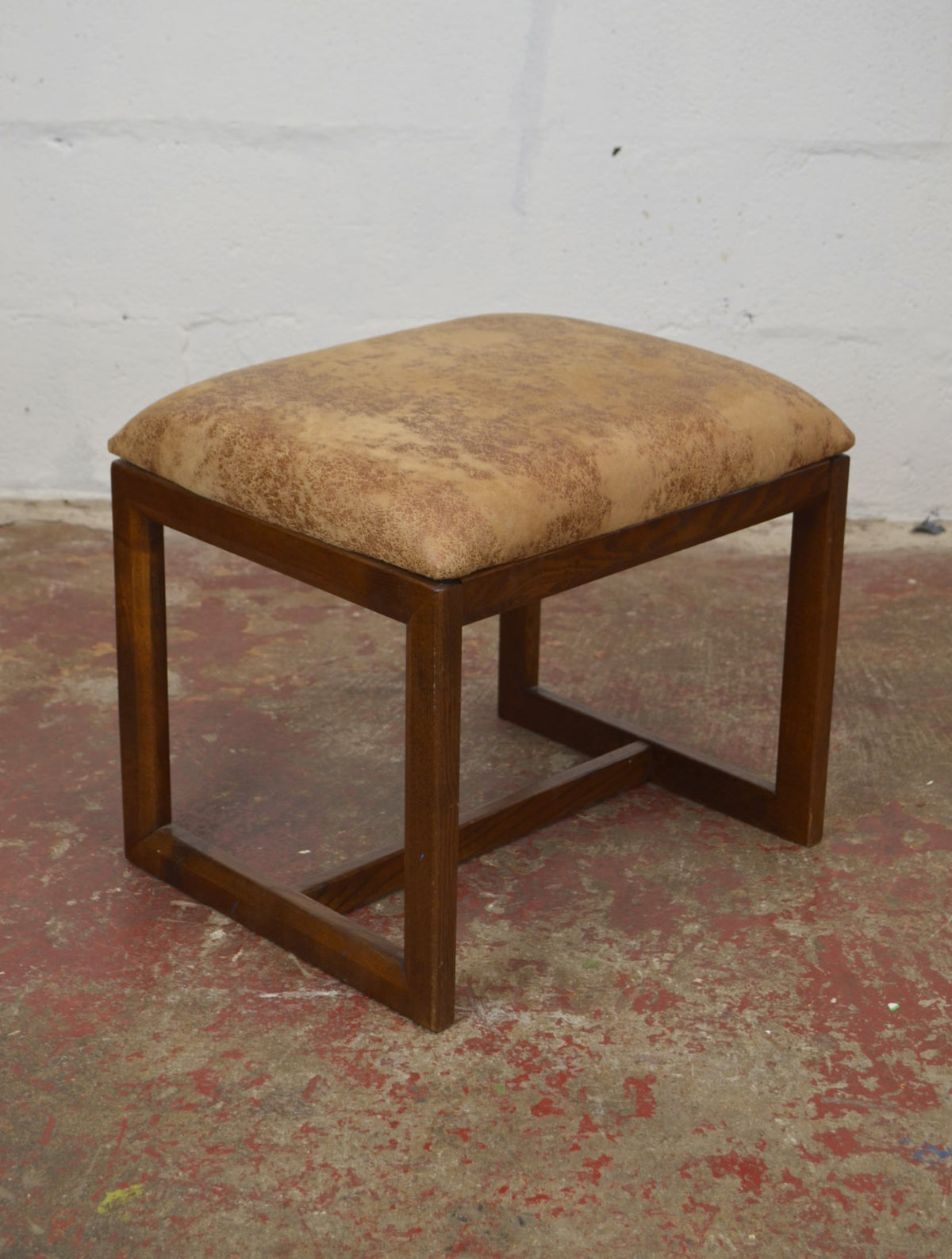 G Plan Quadrille Mid-Century Teak & Faux Leather Stool