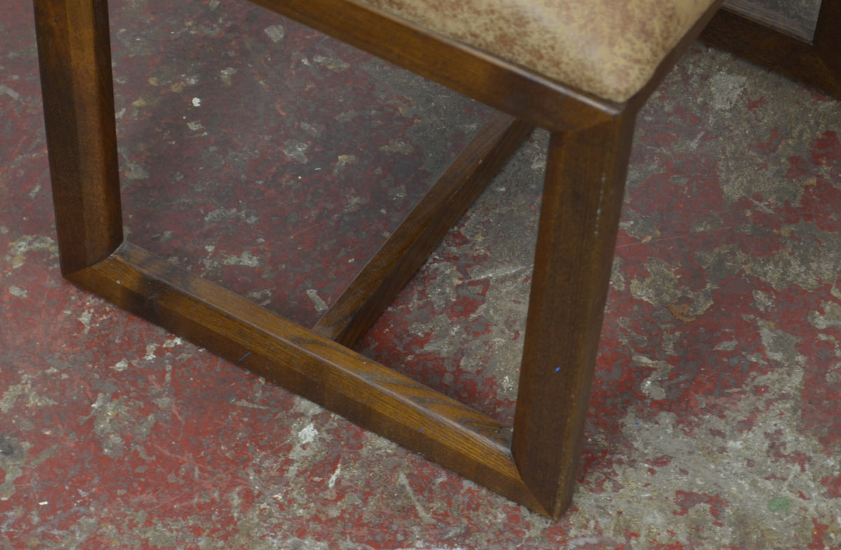 G Plan Quadrille Mid-Century Teak & Faux Leather Stool