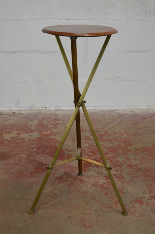 Arts & Crafts Brass & Wood Side Table
