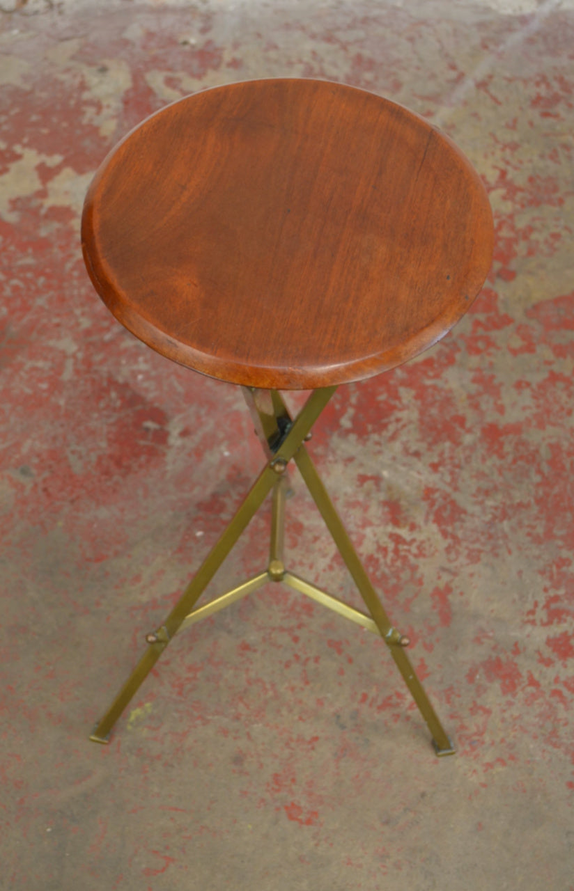 Arts & Crafts Brass & Wood Side Table