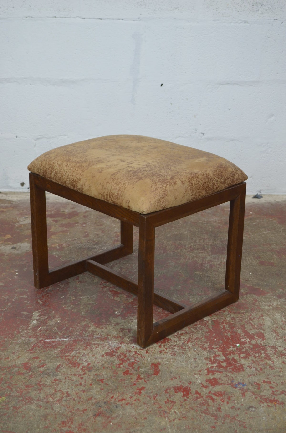 G Plan Quadrille Mid-Century Teak & Faux Leather Stool