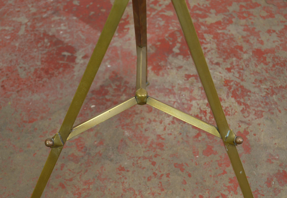 Arts & Crafts Brass & Wood Side Table