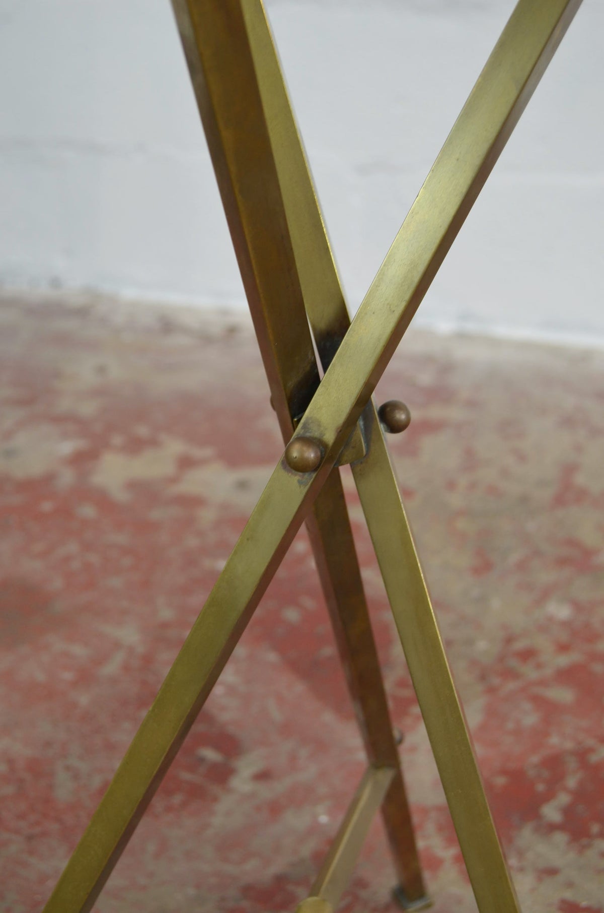 Arts & Crafts Brass & Wood Side Table