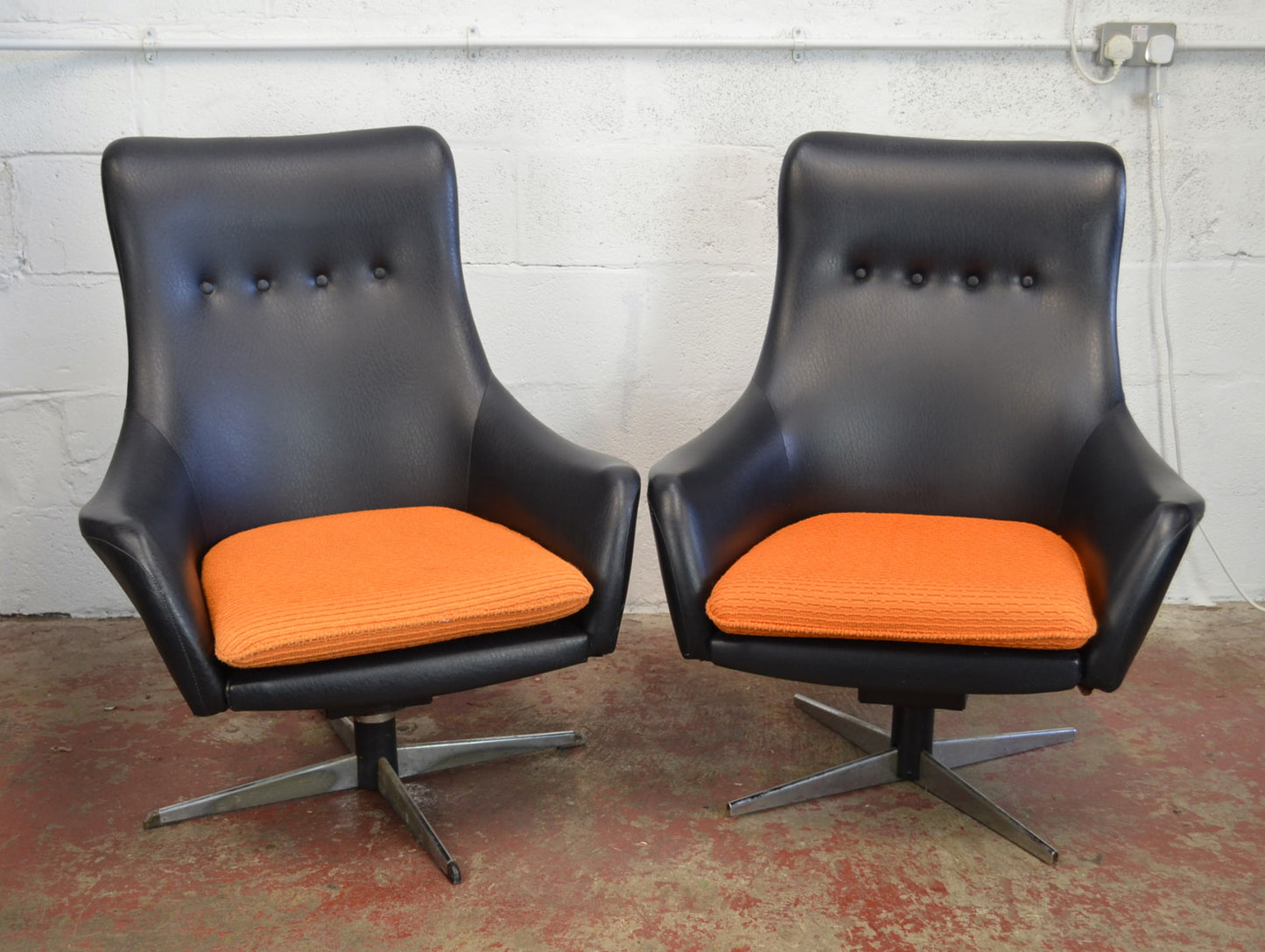A Vintage Mid 20th Century Danish Swivel Lounge Armchair (pair available)