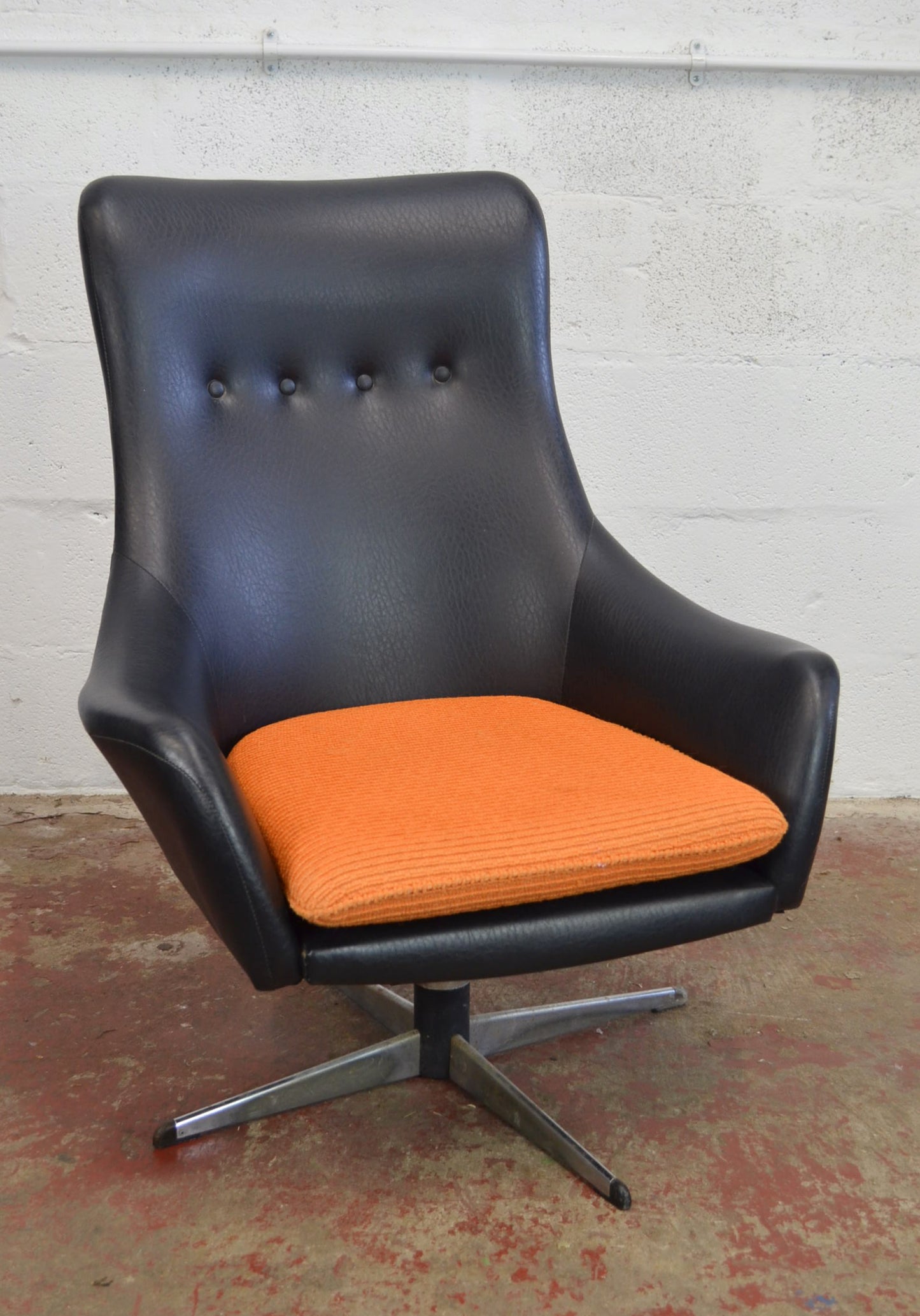 A Vintage Mid 20th Century Danish Swivel Lounge Armchair (pair available)