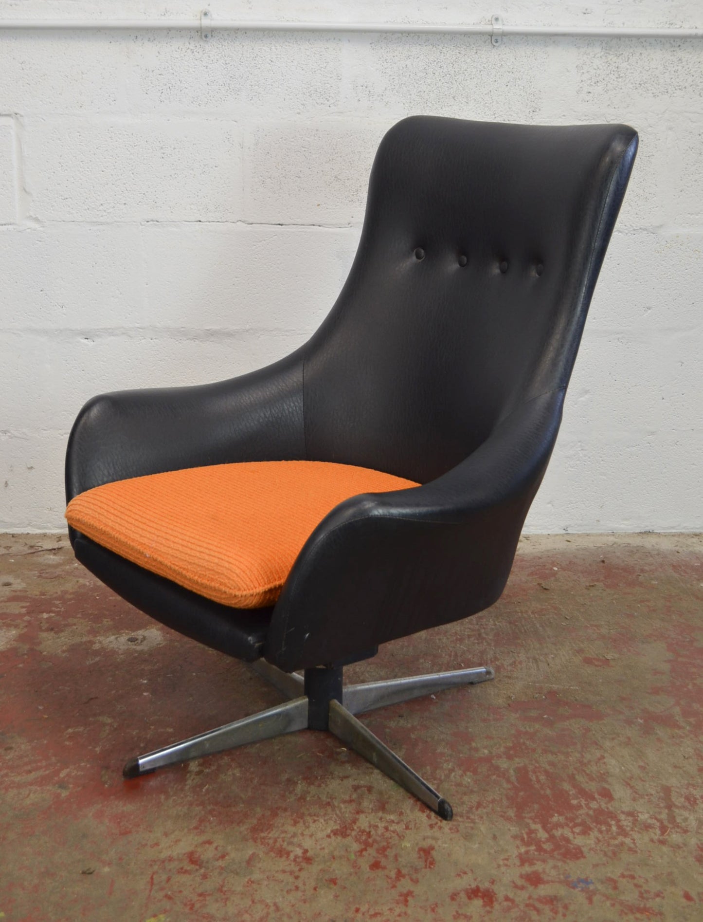 A Vintage Mid 20th Century Danish Swivel Lounge Armchair (pair available)