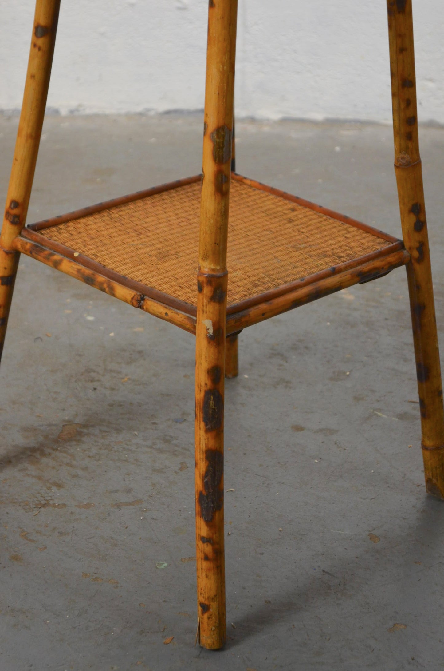 Antique Bamboo Side Table With Octagonal Top