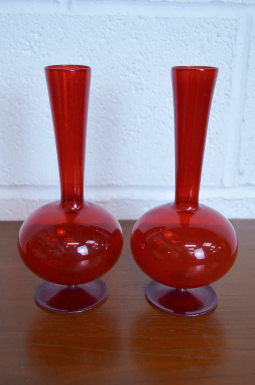 Vintage Pair Of Stem Vases