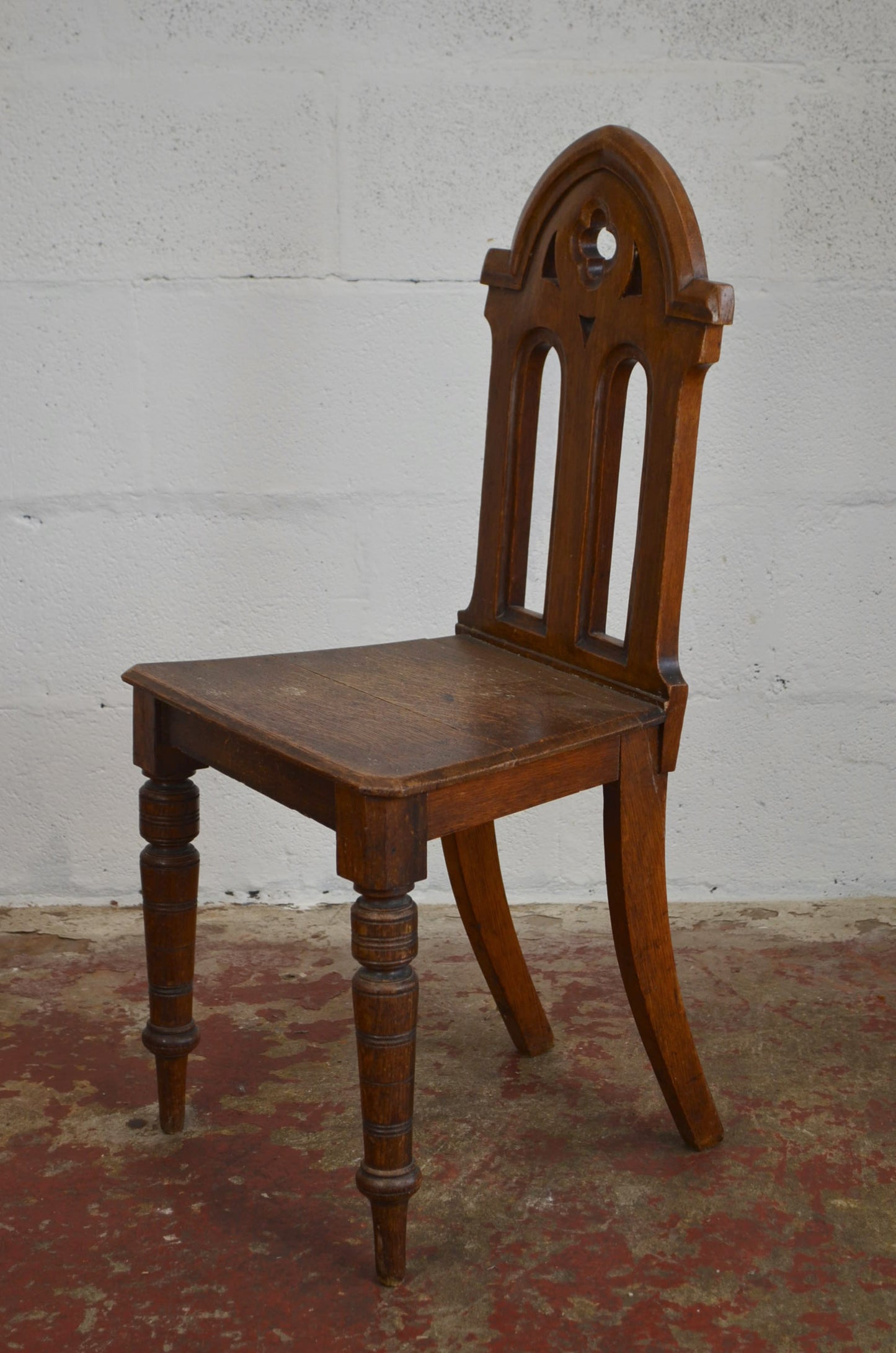 Antique Gothic Revival Oak Hall Chair