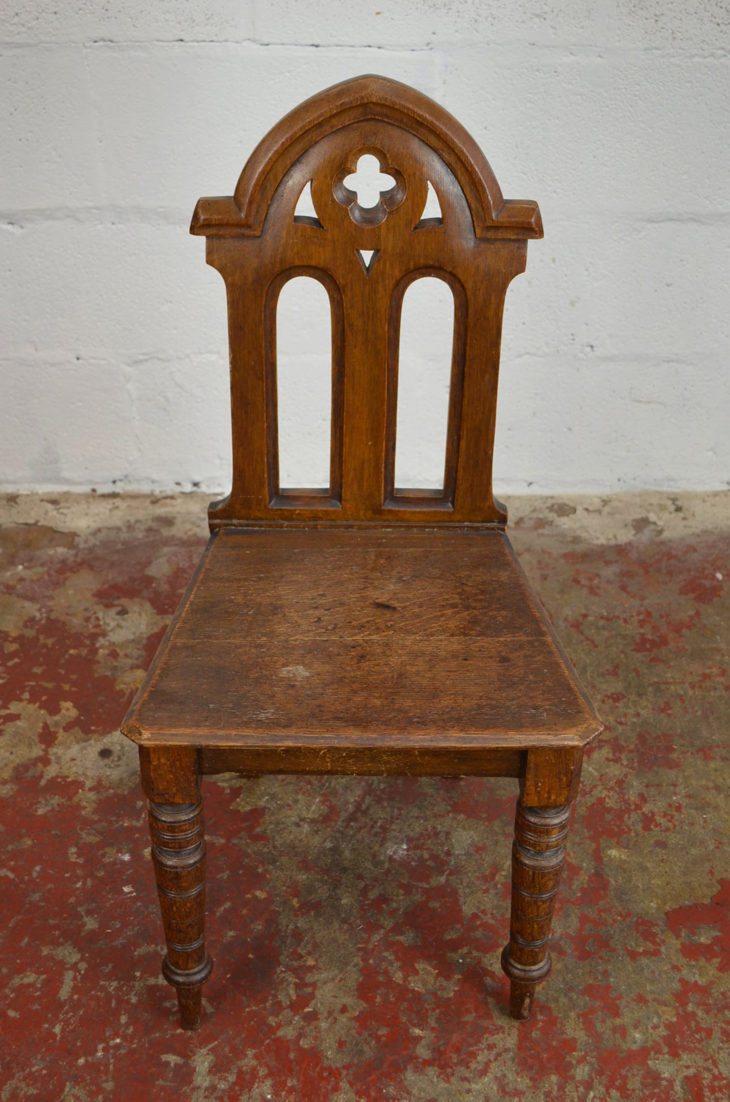 Antique Gothic Revival Oak Hall Chair