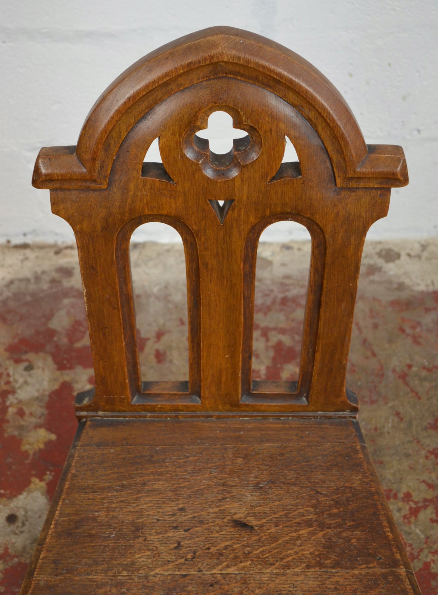 Antique Gothic Revival Oak Hall Chair