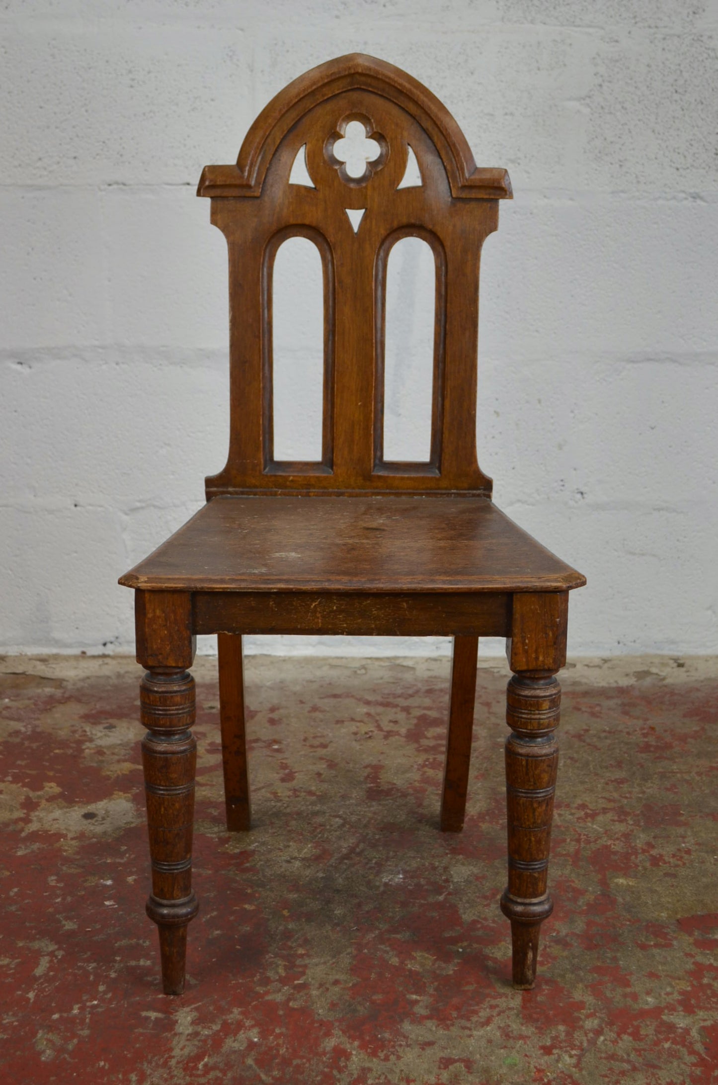 Antique Gothic Revival Oak Hall Chair