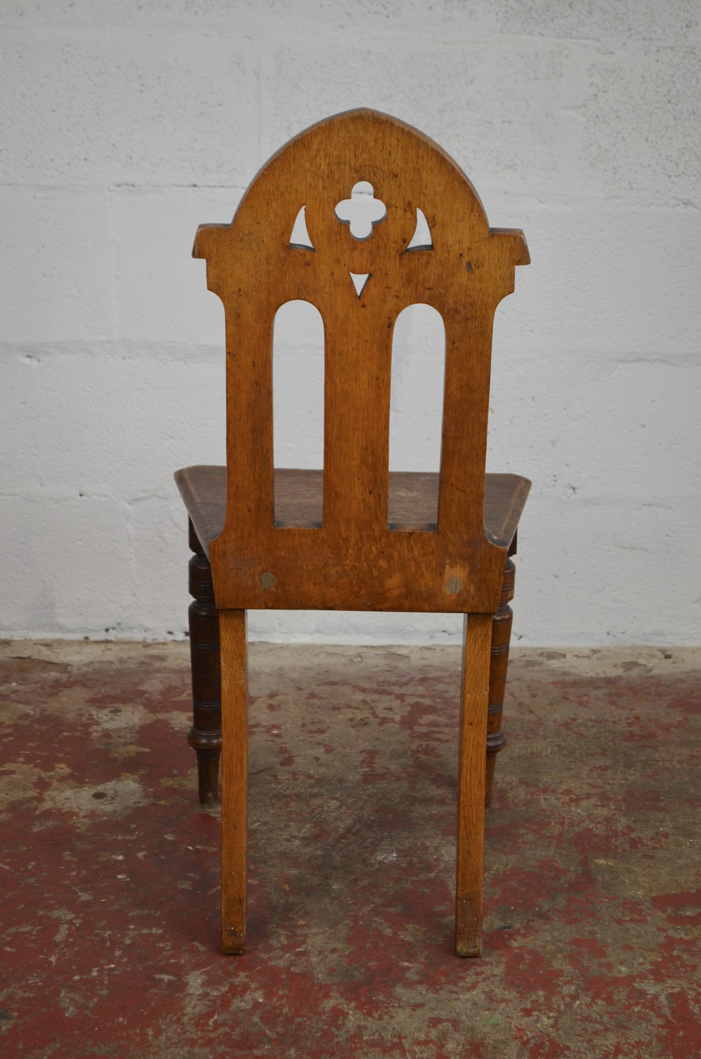 Antique Gothic Revival Oak Hall Chair