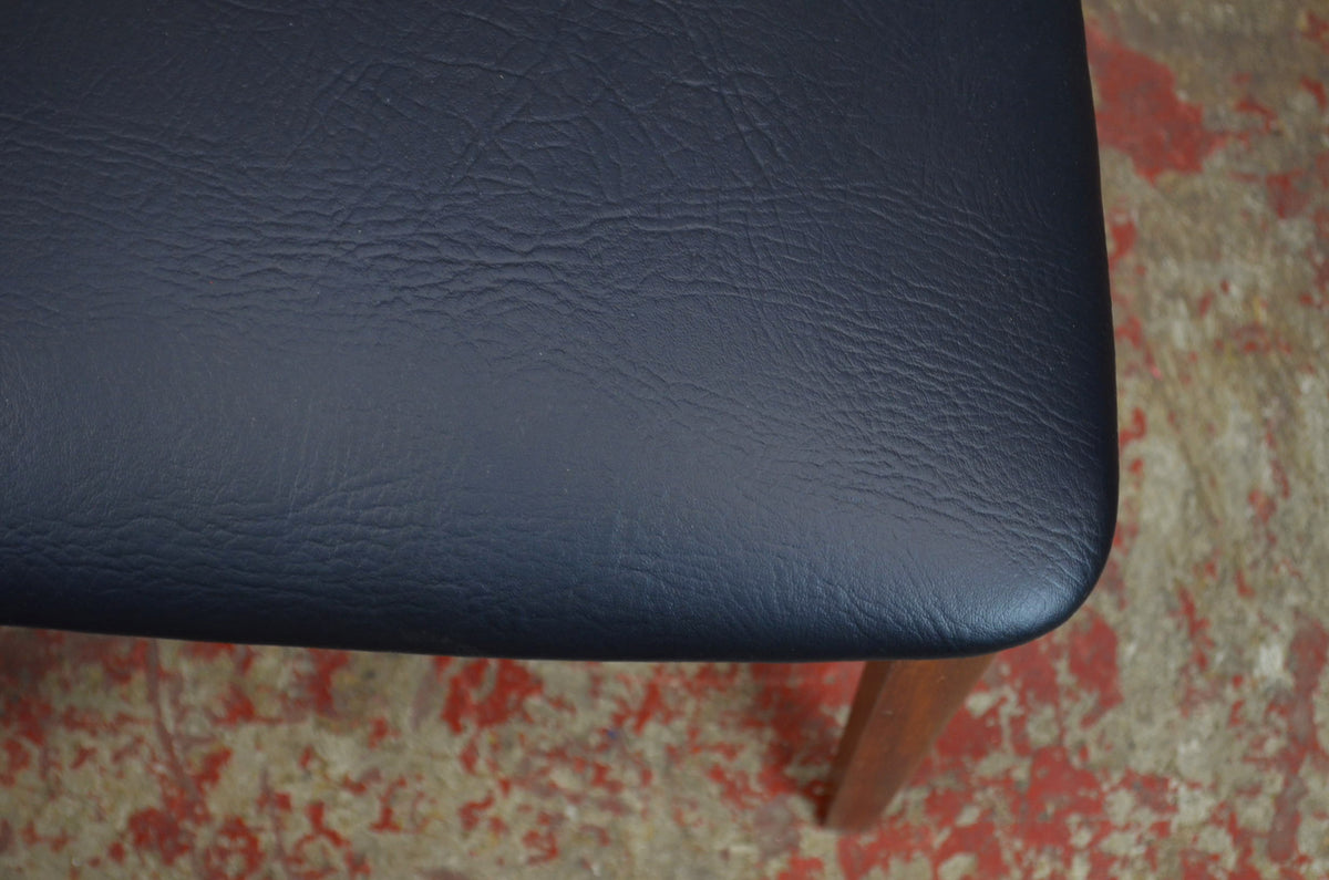 A Set Of Six G-Plan Fresco Dining Table Chairs - Black Faux Leather
