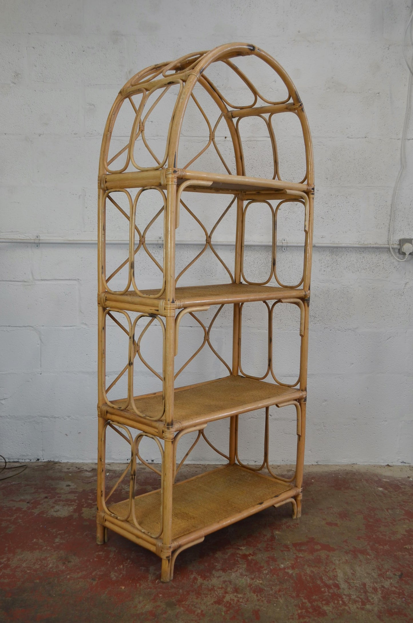 Vintage Bamboo Rattan Bookshelf