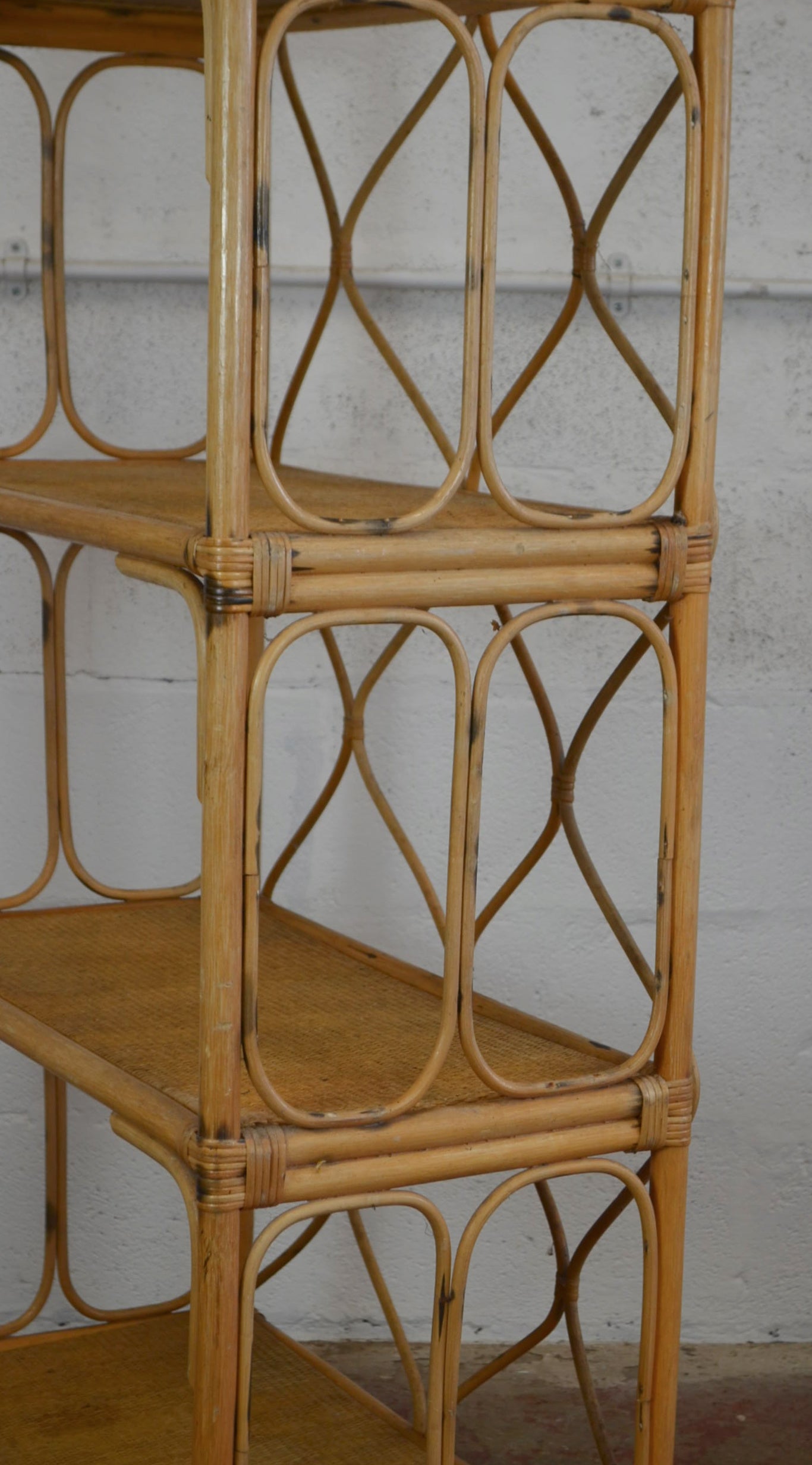 Vintage Bamboo Rattan Bookshelf