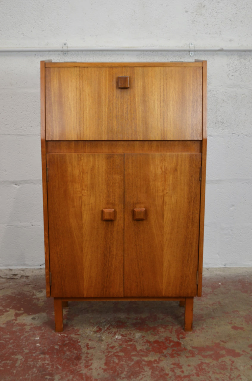 Vintage Mid Century Teak Compact Cocktail Cabinet (thin)