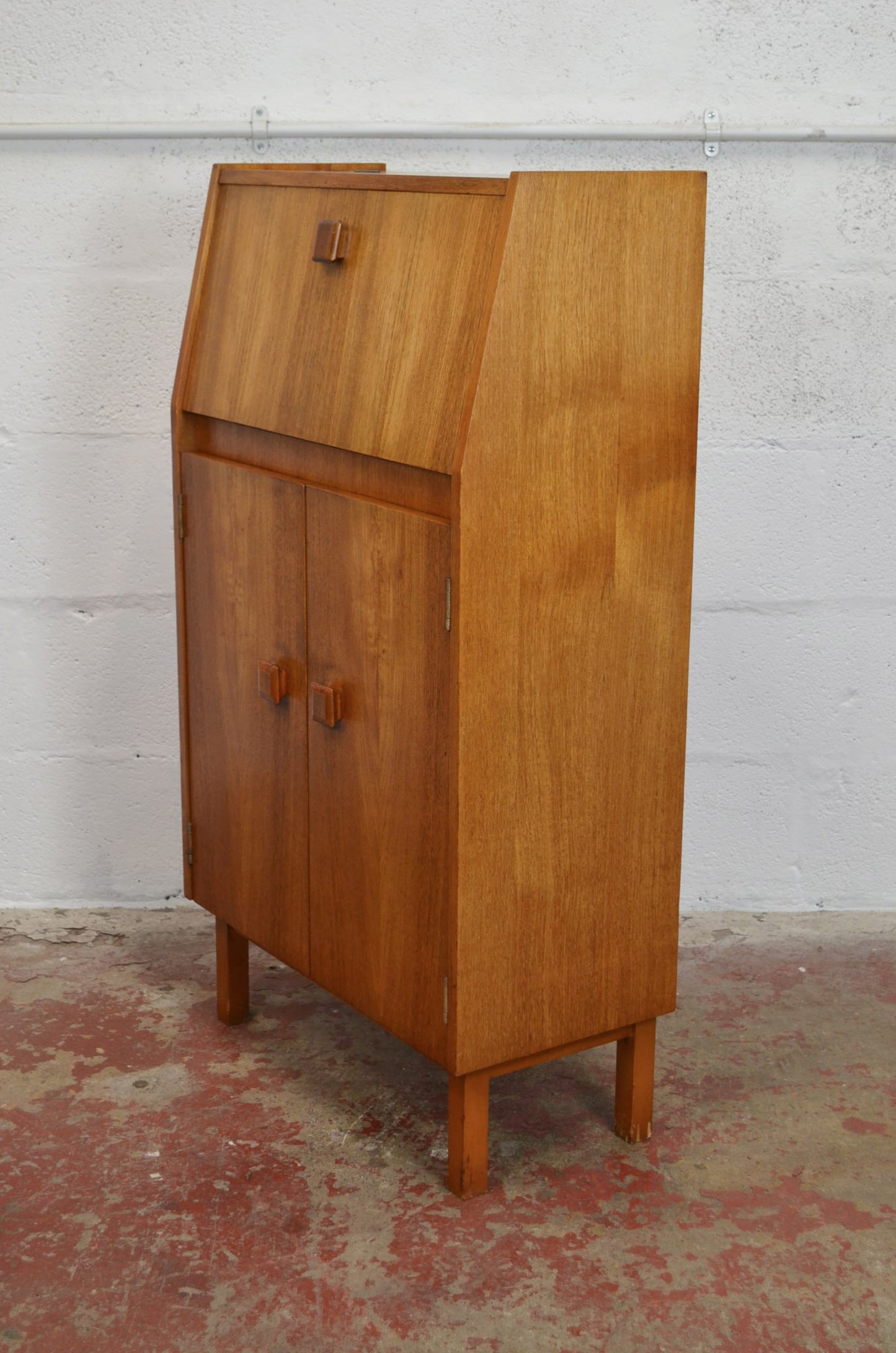 Vintage Mid Century Teak Compact Cocktail Cabinet (thin)