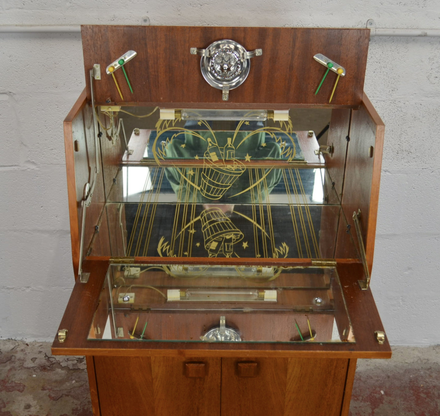 Vintage Mid Century Teak Compact Cocktail Cabinet (thin)