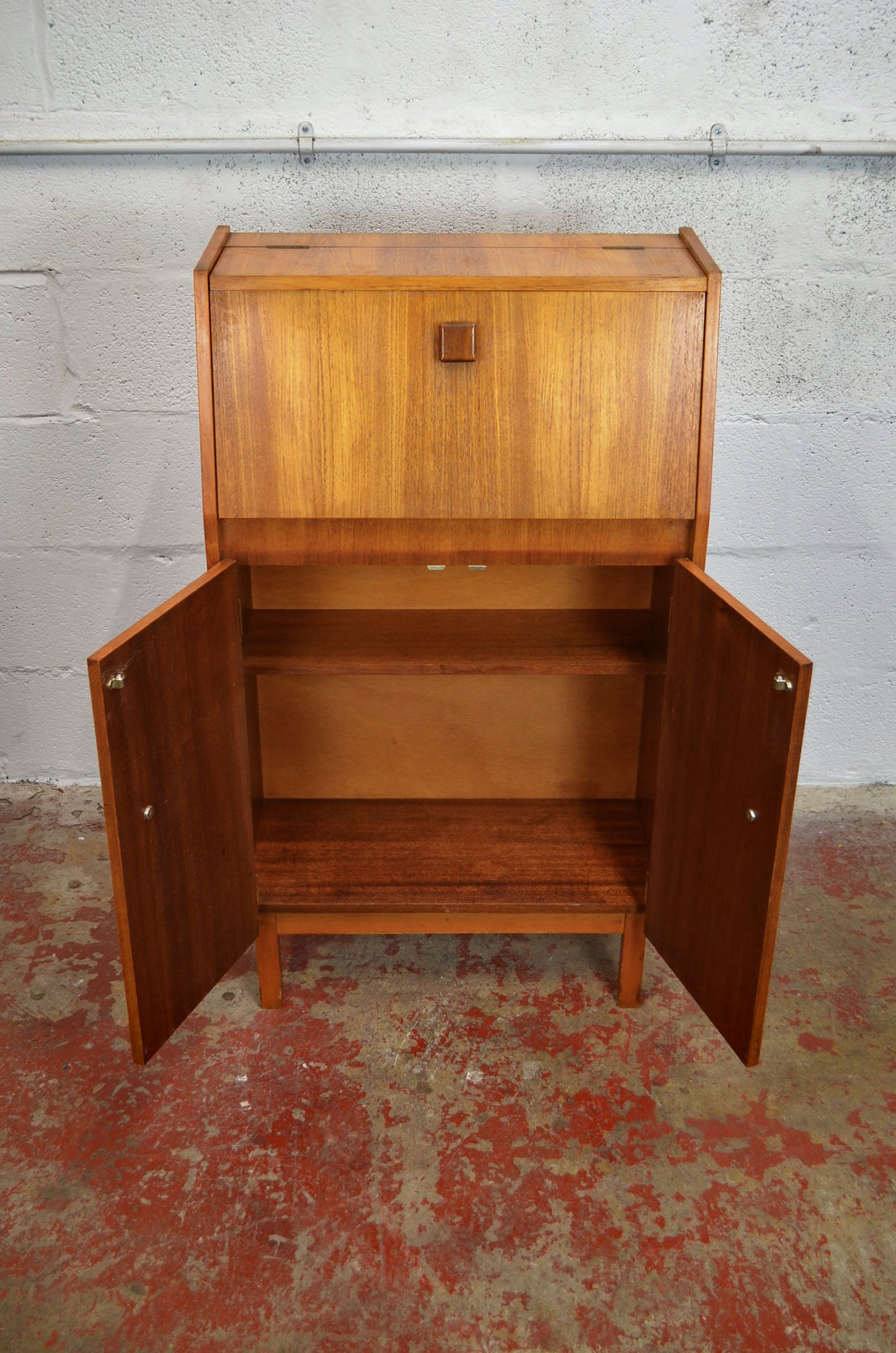 Vintage Mid Century Teak Compact Cocktail Cabinet (thin)