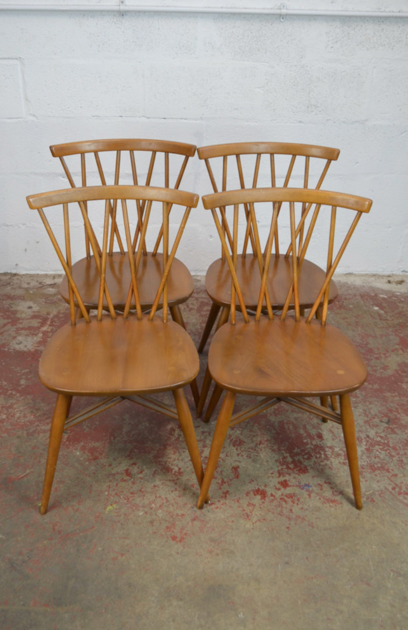 A Set Of Four Vintage Ercol Chiltern Dining Chairs (model 376)