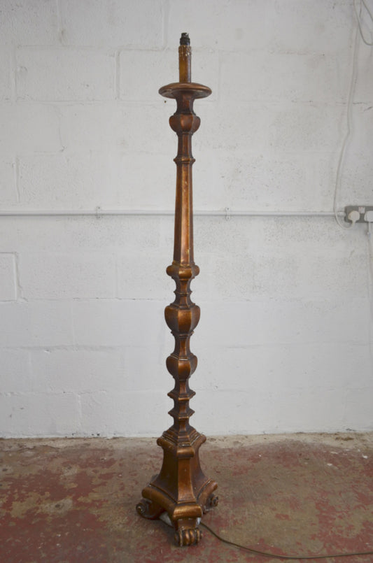 Antique Torchere Converted to Floor Lamp