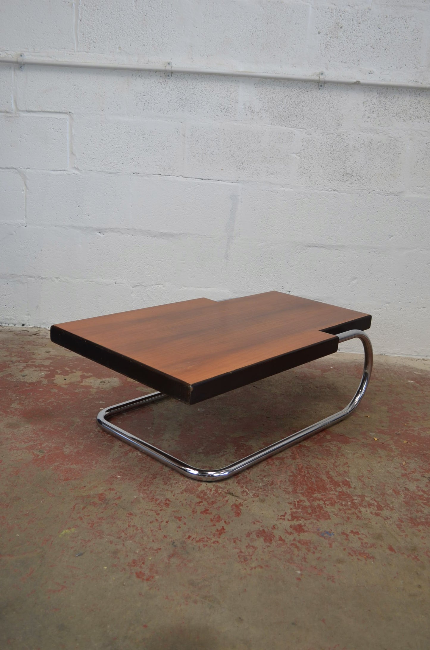 Mid Century Chrome & Rosewood Coffee Table Attributed to Mario Bellini