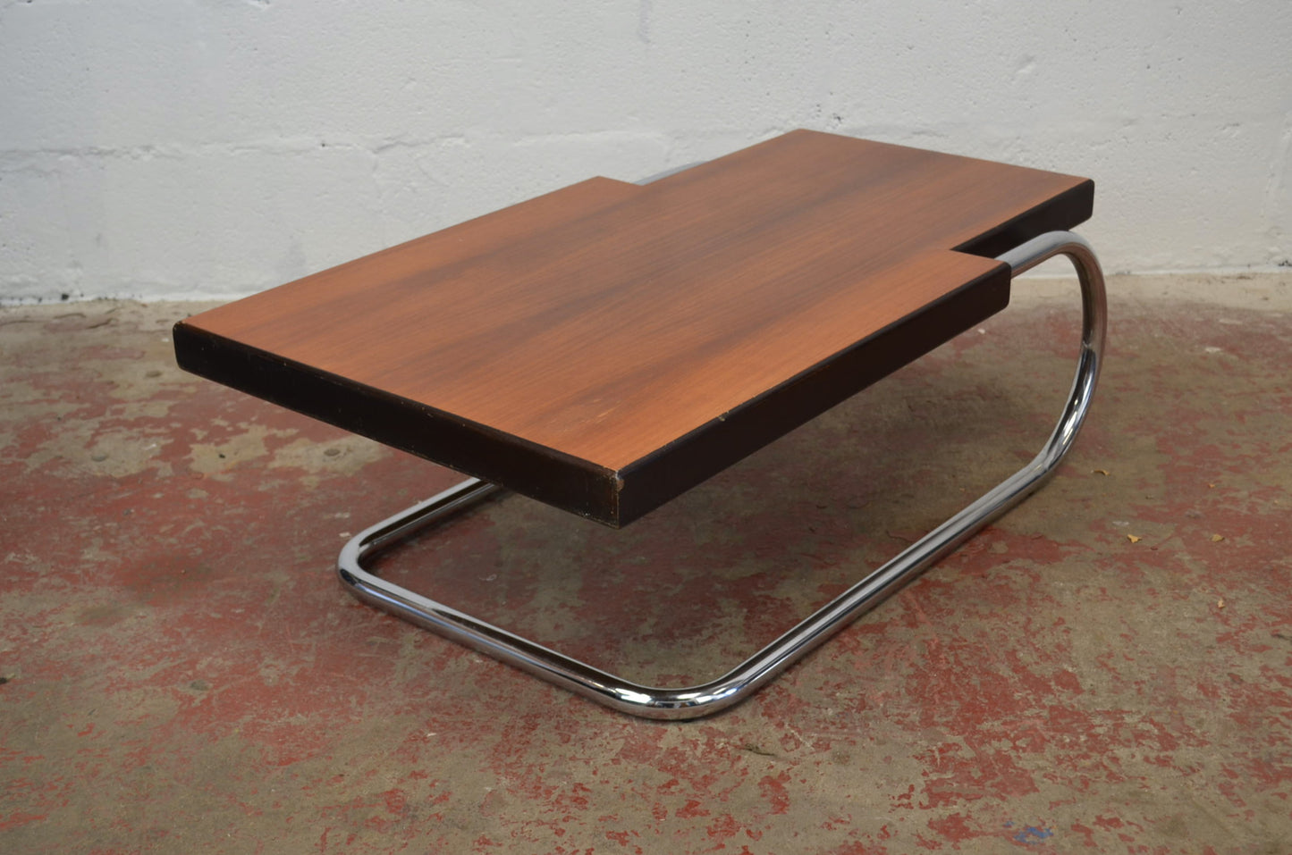 Mid Century Chrome & Rosewood Coffee Table Attributed to Mario Bellini