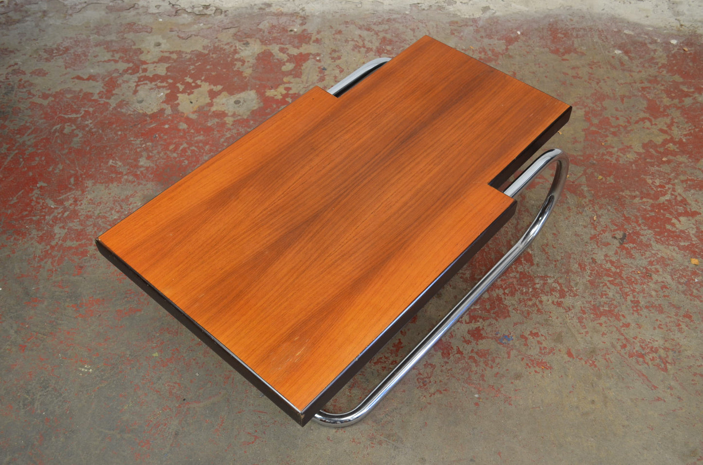 Mid Century Chrome & Rosewood Coffee Table Attributed to Mario Bellini