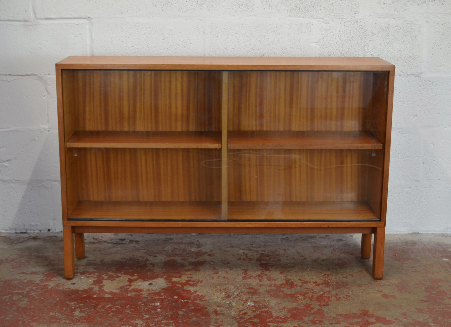 Vintage Mid Century Teak Long Bookcase
