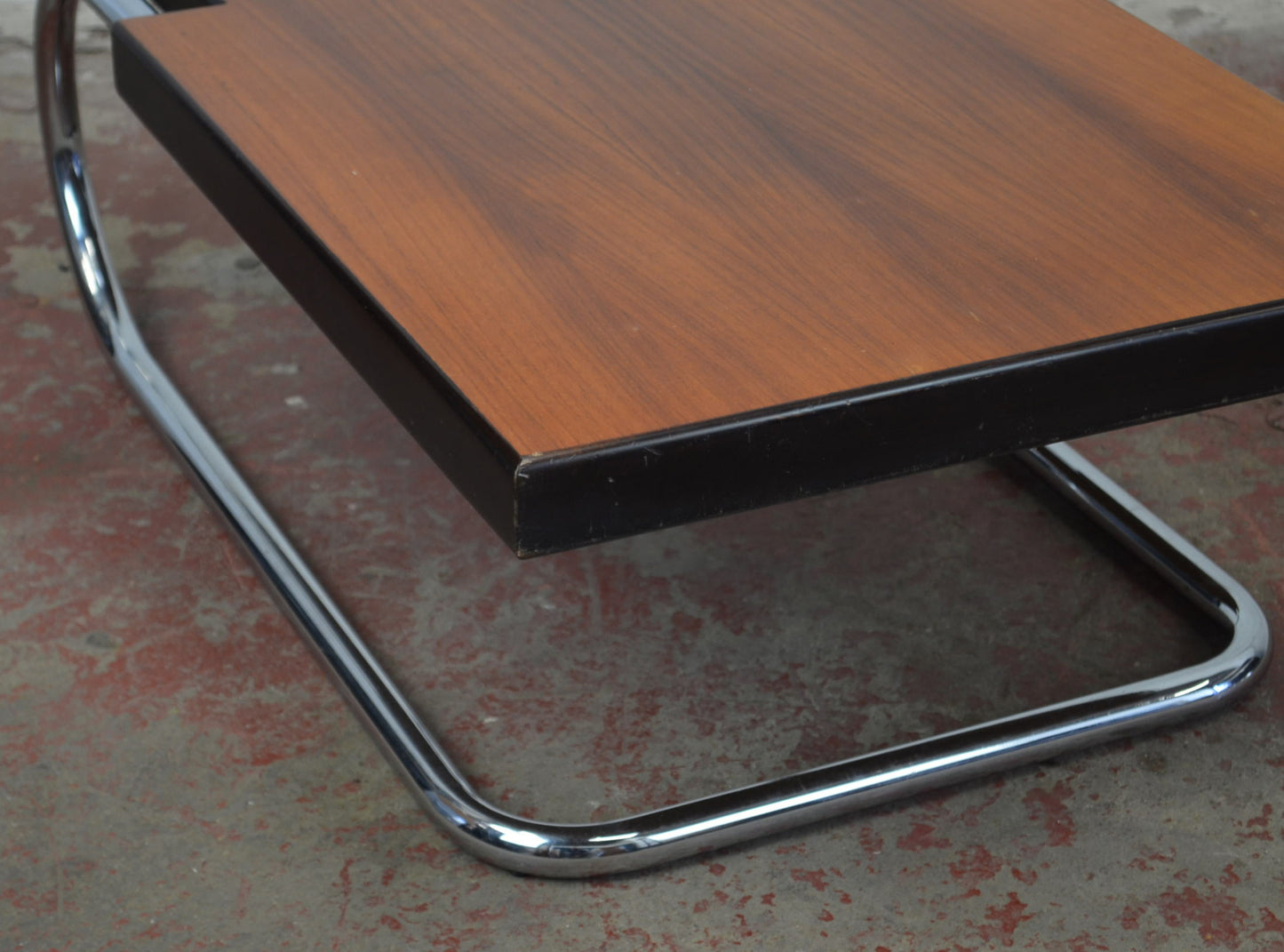 Mid Century Chrome & Rosewood Coffee Table Attributed to Mario Bellini