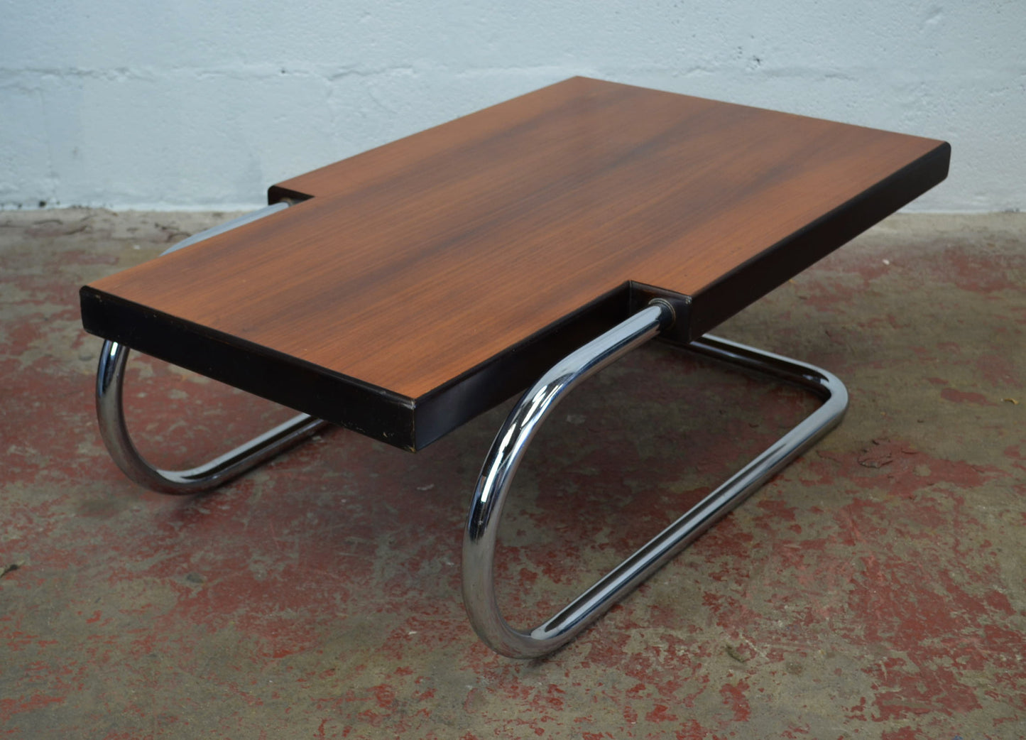 Mid Century Chrome & Rosewood Coffee Table Attributed to Mario Bellini